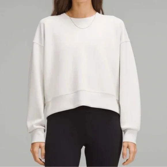 Lululemon Softstreme Perfectly Oversized Cropped Crew Bone Size 2 - Picture 1 of 6
